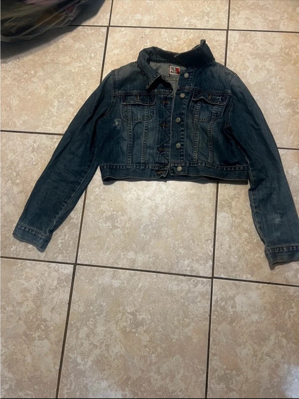 Old Navy Dark Blue Cropped Denim Jacket - Women's